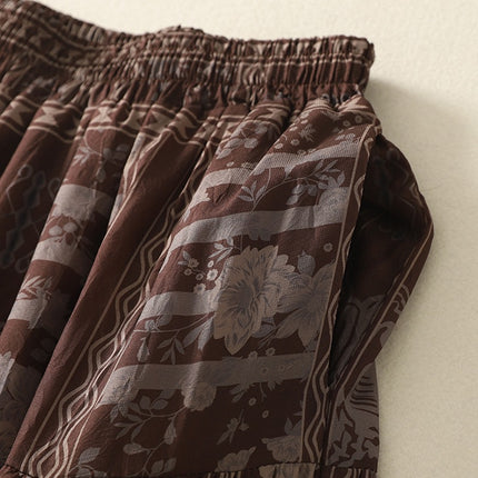 Real Shot of 2025 Summer New Products, Loose, Artistic, Ethnic Style, Floral Elastic Waist Cake Skirt, Casual and Versatile