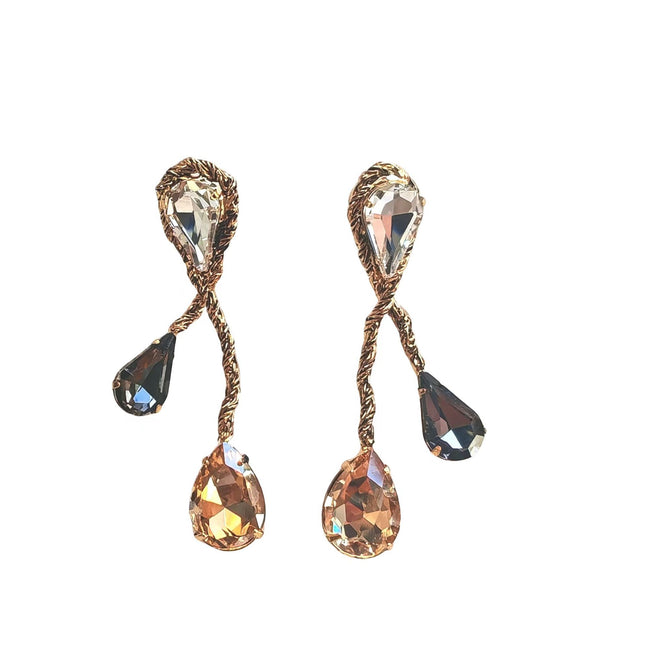 Italian Fireworks Earrings Middle Ancient Vintage Copper Plated Real Gold Color Inlay Crafts Earrings