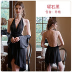 Obsidian black [nightgown + robe] / M