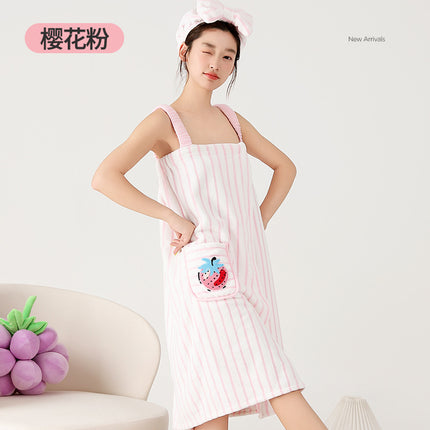New Style Thickened Bath Towel Girls Can Wear Wrap Cotton Absorbent Quick-drying Household Nightgown Autumn and Winter Bathing Bathrobe Bath Skirt