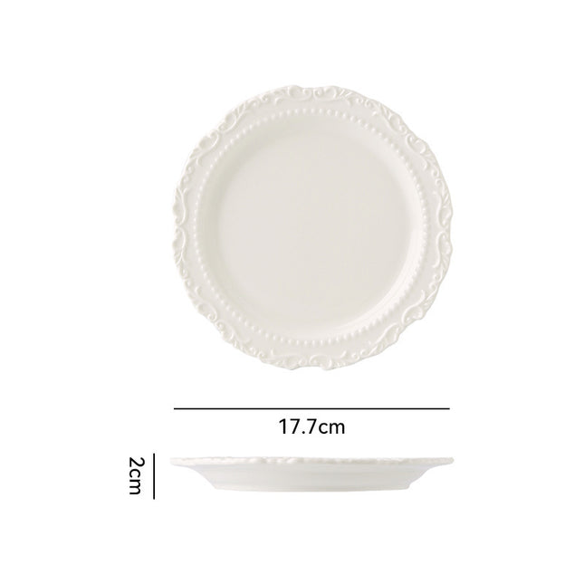 French ins style cream ceramic Western plate lace vintage dessert plate cream cake plate swing plate wholesale
