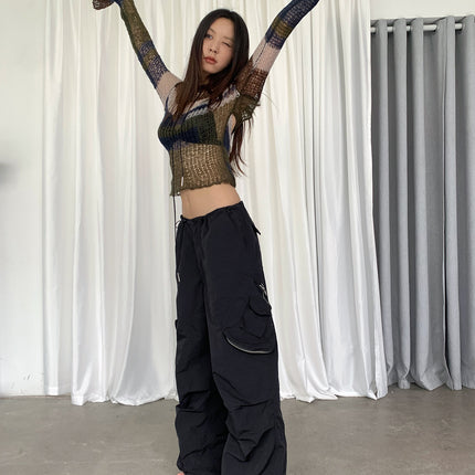 Dorothy Autumn New Vintage Fashionable Wide Leg Pants Workwear Loose Drawstring Slimming Pocket Casual Trousers