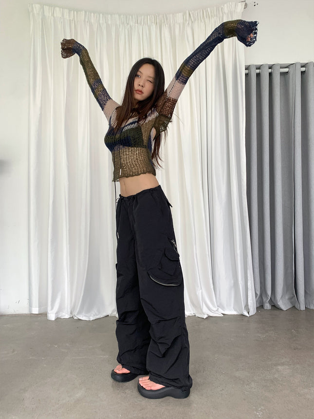 Dorothy Autumn New Vintage Fashionable Wide Leg Pants Workwear Loose Drawstring Slimming Pocket Casual Trousers