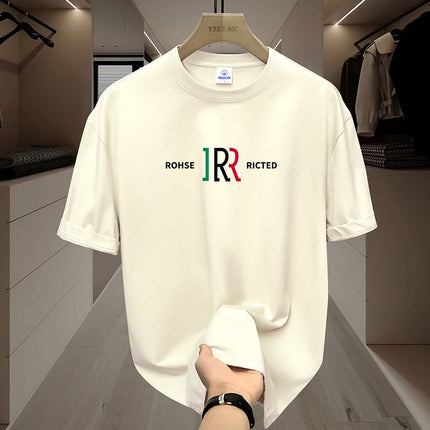 Summer Trendy All-match Breathable Pure Cotton Short-sleeved T-shirt Men's Teenagers Loose Round Neck Casual Half-sleeved T-shirt