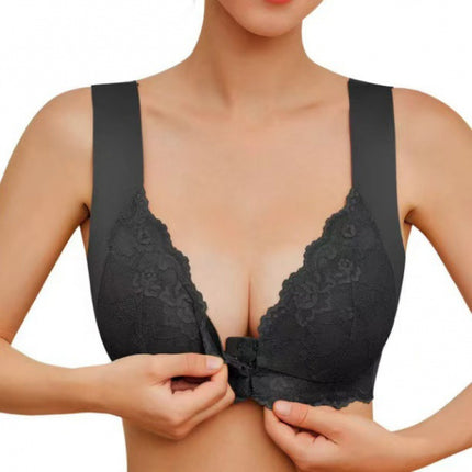 Cross-border sexy lace no steel ring bra back underwear European and American back corset plus size front buckle vest bra wholesale