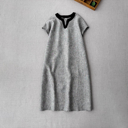 Artistic Women's Loose Casual Sleeveless Dress, New Summer Product, High-End Elegant Yarn-Dyed Cotton and Linen Long Dress