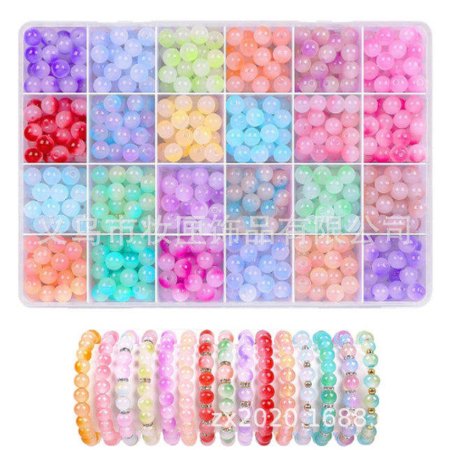 8mm Kidsren's Bracelet Beading DIY Material Package Loose Bead Necklace for Boys and Girls to Make Glass Crystal Toy Beads