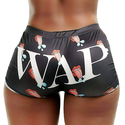 TD2772 European and American Amazon Summer New Women's Tight Stretch Casual Shorts Lip Letter Printed Hot Pants
