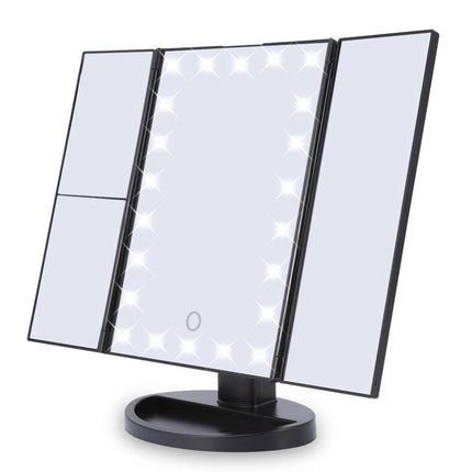 Cross-Border Led22 Light Mirror Three-Sided Foldableing Makeup Mirror with Light Charging Desktop Beauty Mirror Desktop Luminous Mirror
