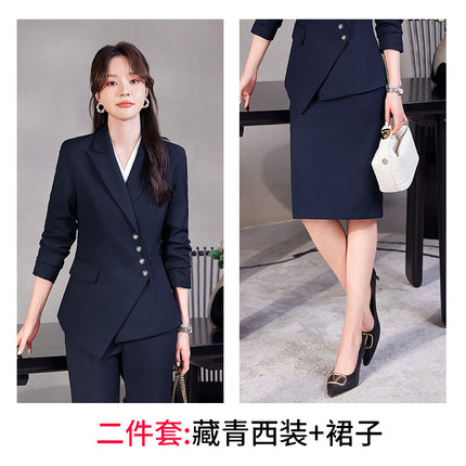 Professional Suit suit Women's Senior Sense 2024 Spring and Autumn New Hotel Front Desk Beauty Salon Overalls Suit Jacket