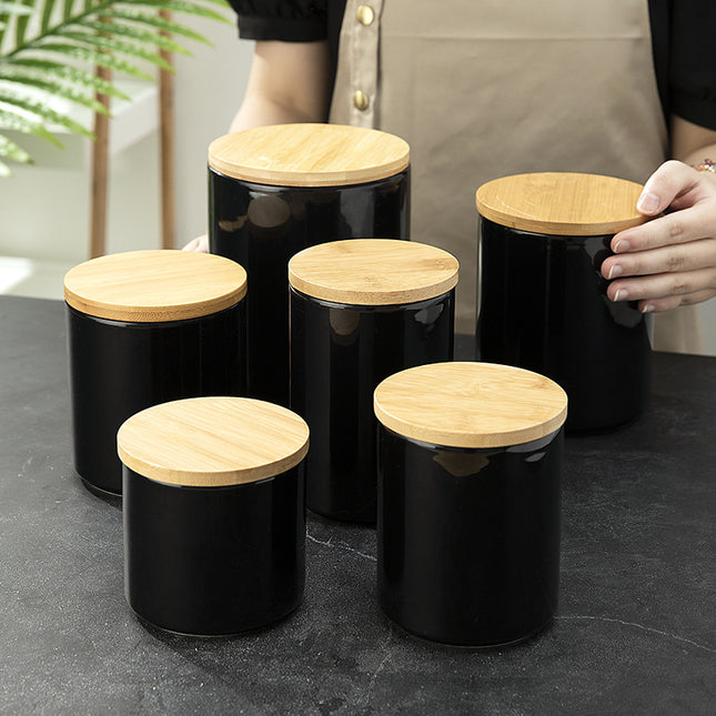 Cross-border ceramic cans, tea, coffee beans, storage cans, kitchen miscellaneous grains, seasoning, sealed cans, logo printing and wholesale