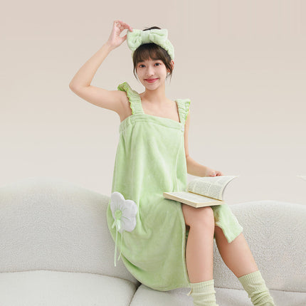 New Style Thickened Bath Towel Girls Can Wear Wrap Cotton Absorbent Quick-drying Household Nightgown Autumn and Winter Bathing Bathrobe Bath Skirt