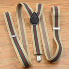 Beige green red stripes