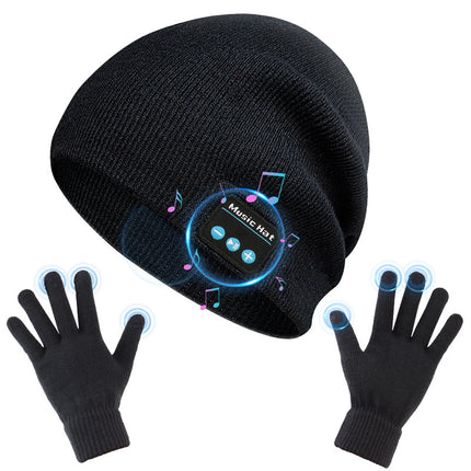 Amazon New Knitted Pullover Cap Winter Warm Charging Removeable Wireless Bluetooth Call Headset Music Hat