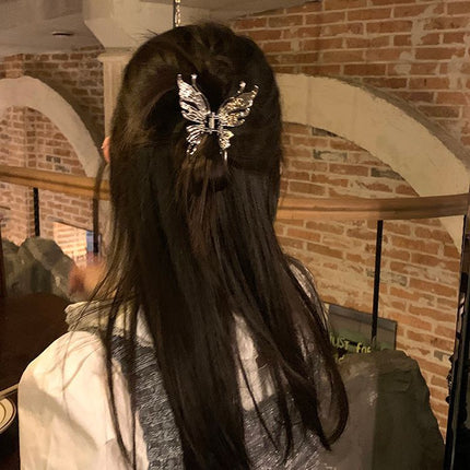 Ins Cold Style Liquid Butterfly Metal Grab Hair Clip 2024 New Shark Clip High-grade Hair Accessories Women's Hair Clip