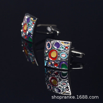 In-Stock French Shirt Cufflinks Men's Green Blue Plaid Cuff Studs Business Men's French Buttons Versatile