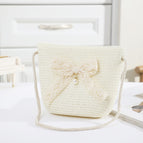 Pearl lace bow large white bag
