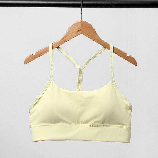 Luo Qi double-sided brushed nude yoga sports underwear fitness running outer wear beauty back shockproof vest bra for women