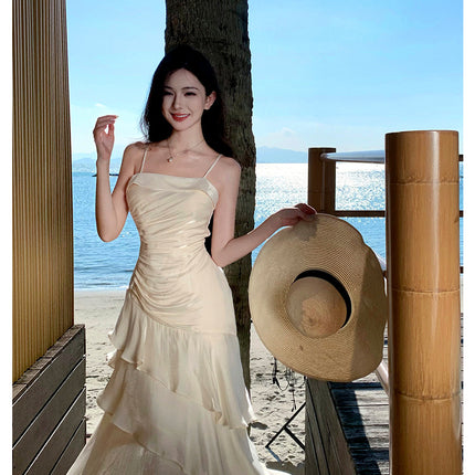 2025 Summer New High-end Sense Niche Light Luxury Sling dress Long Adult Ceremony Slim-fit Birthday Dress