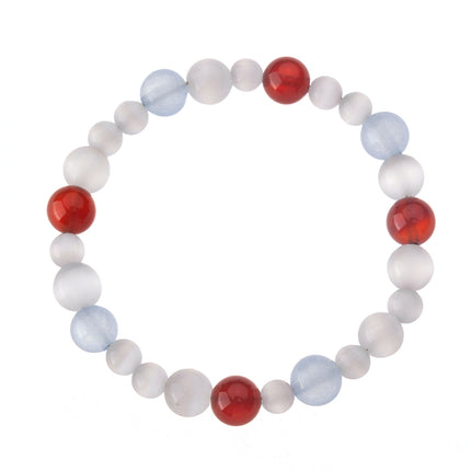 Xiaohongshu's Popular Crystal Bracelet, Natural Red Agate and White Cat's Eye Beaded Bracelet, Exquisite Ready-To-Ship Wholesale for Market Stalls
