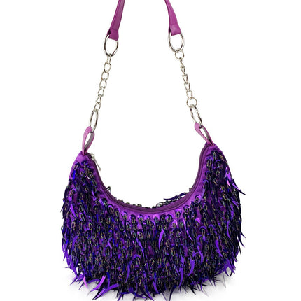 Cross-border Double-sided Bead Pointed Round Bead Bracelet Tassel Underarm Back Women's Bag Large Bag
