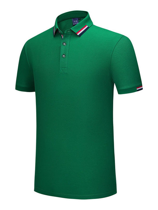 230G ice ion mercerized British fashion three-color side polo shirt printed enterprise advertising shirt overalls wholesale
