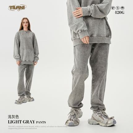 Tilani Batik Heavy Weight 420g Hooded Sweatshirt Casual Sportswear Suit Men's and Women's Hoodie Sweatshirt Two-Piece Set