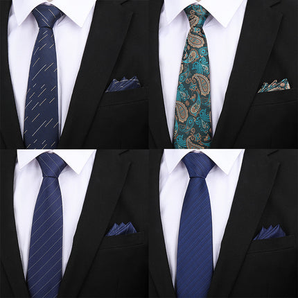 Formal wear wedding tie men's 8CM bridegroom wedding Korean style wine red business tie narrow zipper lazy men and women