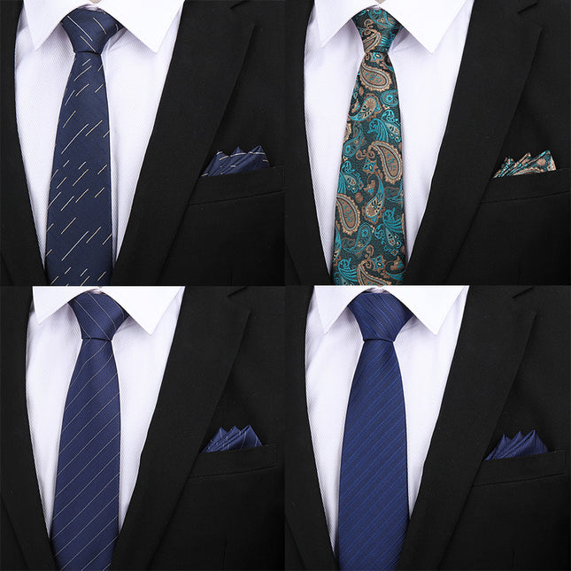 Formal wear wedding tie men's 8CM bridegroom wedding Korean style wine red business tie narrow zipper lazy men and women
