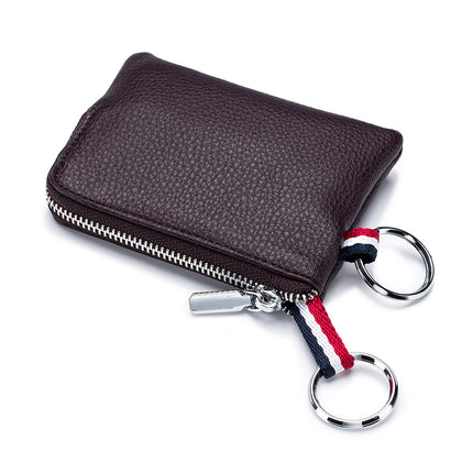 Multifunctional Coin Purse Men's Genuine Leather Ultra-Thin Mini Wallet Cowhide Storage Card Holder Zipper Coin Bag Key Bag