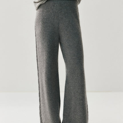 2025 Autumn and Winter New Versatile Wide-Leg Women's Cashmere Pants Wide-Leg Pants Straight Pants with Side Twists