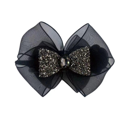Light luxury high-grade bowknot ball head grip elegant rhinestone back head updo artifact high and low ponytail hair accessories