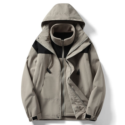 Warm Jacket Two-Piece Set, Outdoor Fashion Men's Jacket, Plus Velvet Cold-Proof Jacket, Liner Polar Fleece Jacket