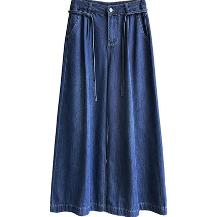 Orange Wide-Leg Designer Jeans with High Waist, Loose Straight Cut, and Drapey Floor-Length Design 53050