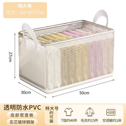 Large-Capacity Steel Frame Support Pvc Clip Mesh Cloth Transparent Clothes Storage Box Foldableable Household Multi-Functional Storage Box