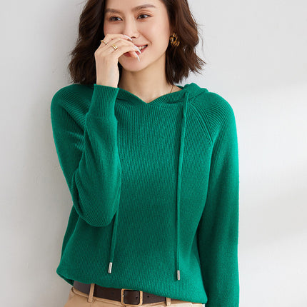 Hooded Knit Sweater for Women 2025 Autumn and Winter New Loose Cable Knit Hooded Sweatshirt Thickened Casual Sweater Base Layer