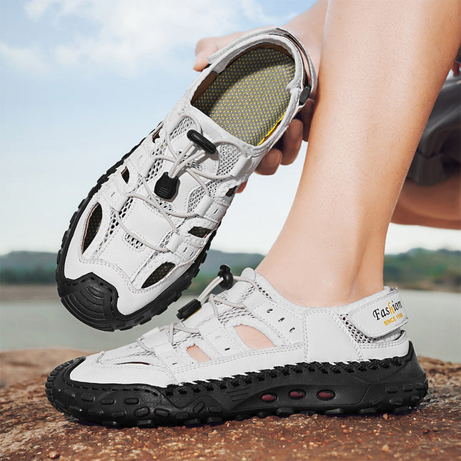 Summer New Cross-Border Amazon Best-Selling Men's Shoes Outdoor Genuine Leather Hand-Sewn Breathable Outdoor Beach Sandals