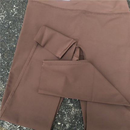 Solid color sexy women's high waist yoga trousers high strength compression support slim fit seamless foot mouth anti-curling Lycra