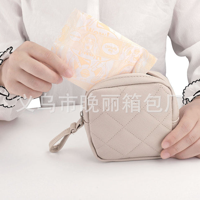 Pu Leather Sanitary Napkin Multi-Purpose Cosmetics Bag New Sanitary Napkin Bag Portable Lipstick Coin Purse Mini Small Bag