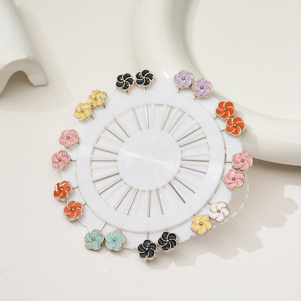 2024 new painting oil drop a variety of five-pointed star flower mini silk towel buckle pin yarn fixed artifact wholesale