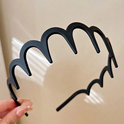 High Elastic Toothed Wave Hair Band Women's 2024 New Style Broken Hair Finishing High Cranial Top Head Band Summer Face Washing Special Hair Stamp