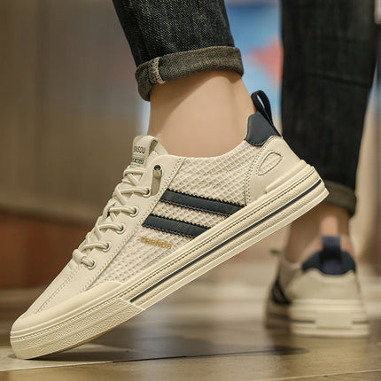 Men's Summer Breathable Ice Mesh Slip-On Non-Slip Anti-Odor Casual Sneakers Sports High-End White Trendy Shoes