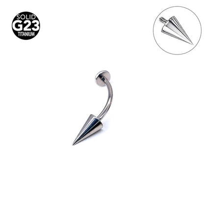 G23 titanium alloy flat-bottomed curved rod internal thread pointed cone devil lip nail ear bone nail puncture jewelry 6~16mm length