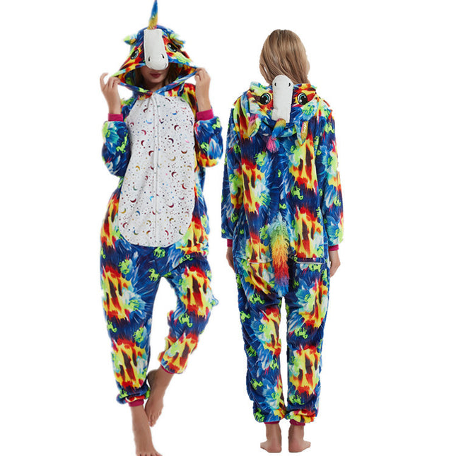 Autumn and winter new flannel gilded stars Tianma adult animal cartoon one-piece pajamas manufacturers home clothes wholesale