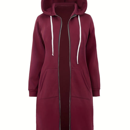[Pink Plus Size Breathable Hoodie] Plus Size Solid Color