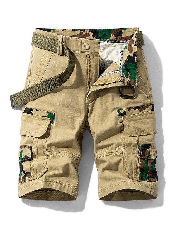 Men's Trendy Casual Pants Japanese Tooling Shorts Functional Straight Multi-Bag Pants Cross-Border Amazon