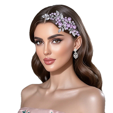Chenxing European and American Multi-Color Bridal Hair Comb, Hand-Beaded with Sparkling Diamonds, Alloy Hair Accessory, Prom Dress Accessory Cx596