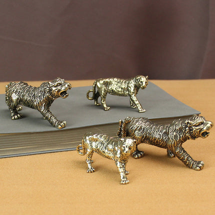 Pure Brass Leopard Desktop Ornaments Office Lucky Leopard Vintage Style Play Tea Pet Small Ornaments Hand Handle