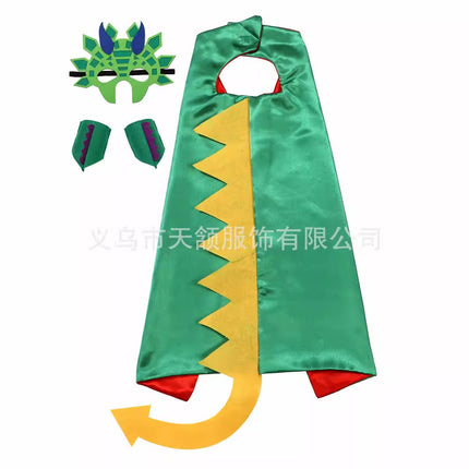Children's Halloween Carnival Dinosaur Cape Costume Props Funny Green Dinosaur Eye Mask Wrist Cosplay