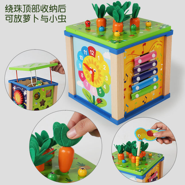 Baby Children's Beaded Toy 0-3 Years Old Educational Treasure Box Toy Montessori Early Education Baby Building Blocks Beaded Dragcart